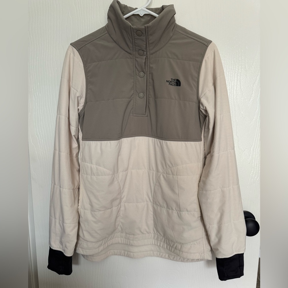 The North Face Women's Two-Tone Quilted Shirt-Jacket - Cream and Taupe